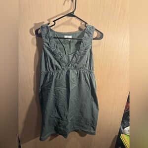 Women’s LOFT Olive Green Sleeveless V-Neck Dress Size 4P